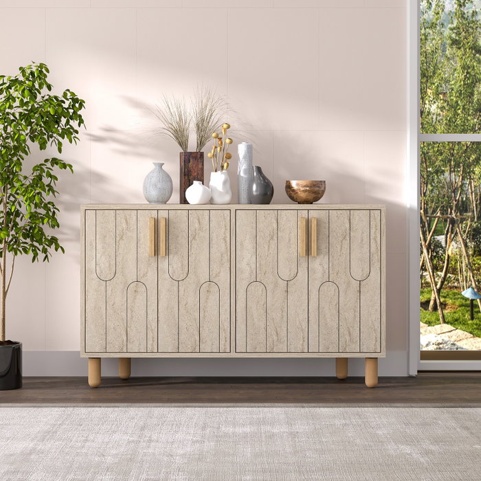 Hanah Home Consola Travertino 120cm Ancho x 73.6cm Alto x 29.6cm Profundidad Tablero Partículas Melamina